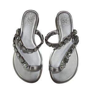 Vince Camuto Metallic Steel Jeweled Sandal - New in Box